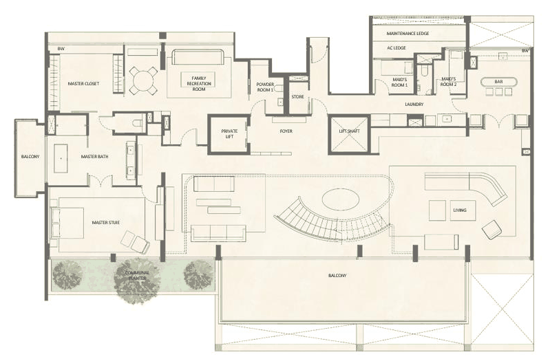 5-Bedroom Penthouse · lower level · 10,452 sqft